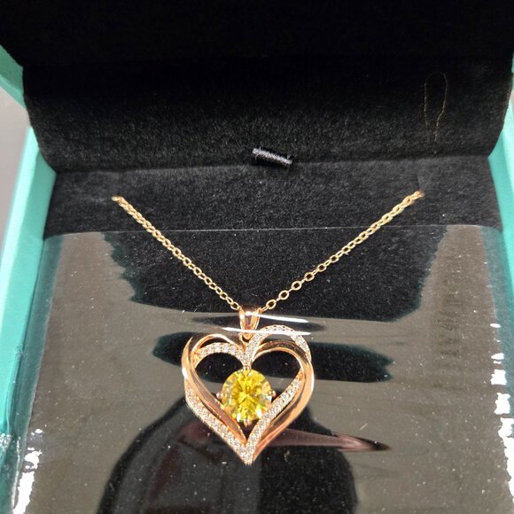 Louisa Secret Rose Gold Love Heart Birthstone Necklace - Picture 5 of 7